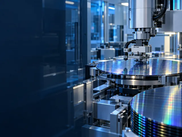 Concept scene: automated wafer handling inside a semiconductor process tool